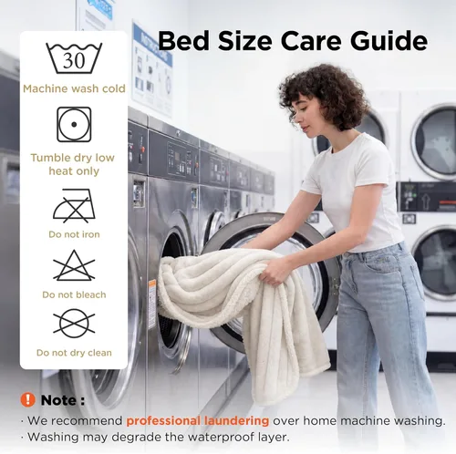 Vista 5 de Bedsure ComfyFleece® - Manta impermeable para cama, Queen