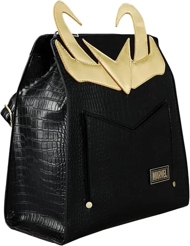 Vista 3 de Marvel Comic Book Loki Cosplay Mini Mochila Negra, Negro -, Personalizado