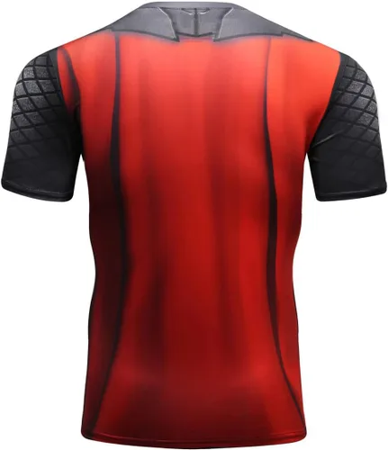 Vista 2 de Red Plume Camisa de compresión para hombre, manga corta, capa base, camisetas de secado fresco