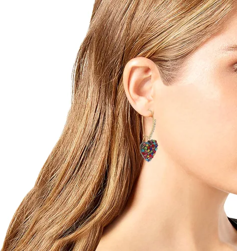 Vista 2 de Betsey Johnson Pendientes colgantes de corazón de piedra, Vidrio