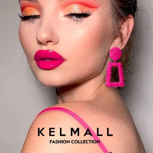 Vista 3 de Aretes geométricos con rectángulo colgante de oro, aretes modernos llamativos para mujer, colección KELMAL