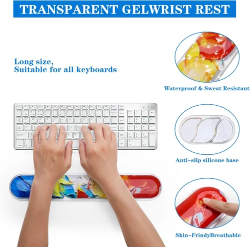 Vista 4 de Reposamuñecas para teclado y mouse, alfombrilla de mouse ergonómica de gel de silicona con reposamuñecas, almohadilla de brazo para mouse