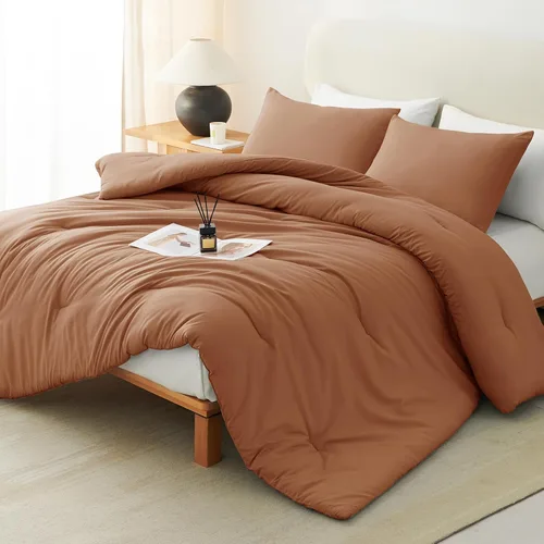 Vista 38 de CozyLux - Juego de edredón beige tamaño individual/individual XL, 2 piezas de juego de cama extra largo sólido transpirable acolchado, juego de cama