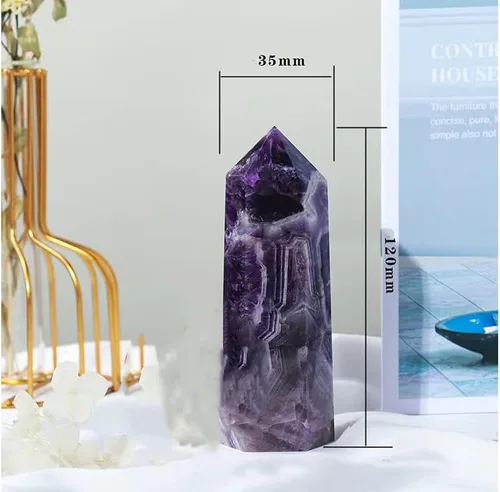 Vista 2 de Varita de punta de cristal natural grande para terapia de meditación de chakras Reiki, 4 pulgadas