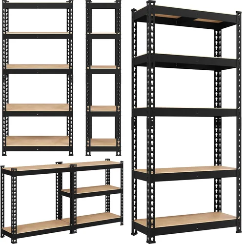 Vista 8 de Yaheetech Estantes de almacenamiento, estantería de metal ajustable resistente de 5 niveles, estante industrial para garaje, almacén, despensa, Negro