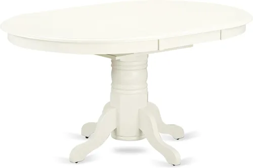 Vista 3 de East West Furniture AVKE5-LWH-W - Juego de muebles de comedor de 5 piezas, incluye una mesa de cocina ovalada con hojas de mariposa y 4 sillas