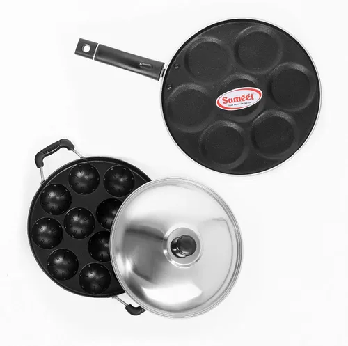 Vista 5 de Sumeet Juego combinado antiadherente Delight (Multi Snack Maker - 7 piezas + Grill Appam Patra - 12 piezas)