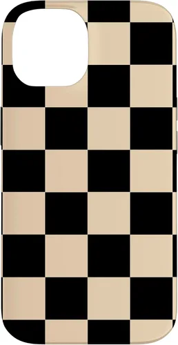 Vista 4 de Funda neutra clásica minimalista con patrón beige a cuadros para iPhone 17