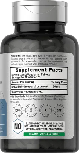 Vista 2 de Horbäach DHEA 50mg 150 tabletas Suplemento sin OMG, sin gluten