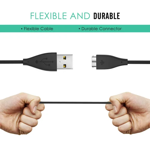 Vista 5 de MoKo Cable de carga compatible con Fitbit Charge HR, cargador USB de repuesto para Fitbit Charge HR Wireless Activity Smartwatch pulsera, color negro