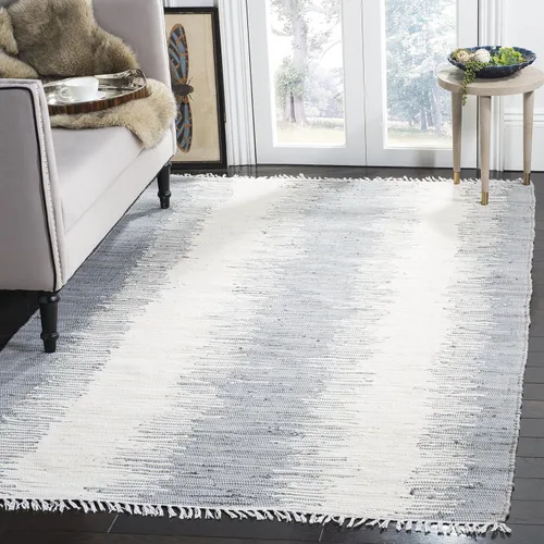 Vista 16 de Alfombra de algodón tejido a mano, color azul. Colección Montauk MTK751A, de Safavieh, Algodón, Azul