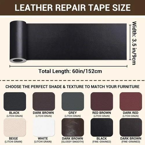 Vista 4 de Parche de reparación de cuero autoadhesivo para muebles, cinta de reparación de cuero para sofá, asiento de automóvil, silla, muebles, kit de Grano
