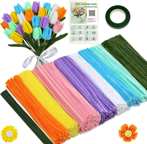 Vista 8 de ZXIIXZ 200 limpiadores de tuberías, 6 colores a granel para manualidades