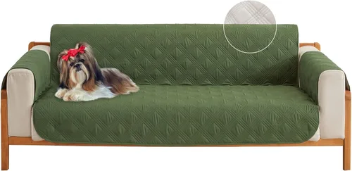Vista 9 de Qubjus Funda de sofá de 2 plazas Revesible para sofá de 2 cojines, lavable, protector de muebles con correas elásticas para perros, mascotas, niños