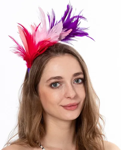 Vista 4 de AGITATESAND Diadema de plumas para tocado de boa para fiesta boda sala de belleza tocado