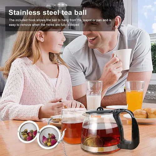 Vista 3 de Colador de bolas de té – 2 piezas de acero inoxidable, bolas de té, infusores de té de 2.1 pulgadas para té más pronunciado, té suelto, infusor