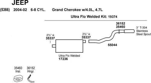 Vista 6 de Dynomax Ultra Flo 17236 - Silenciador de escape para Jeep Grand Cherokee