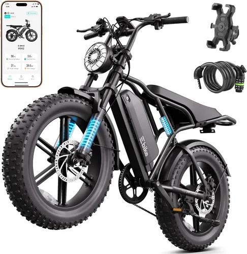 Vista 9 de Electric Bike for Adults,2000W Peak,20"x4"Fat Tire,48V Removable Battery Black