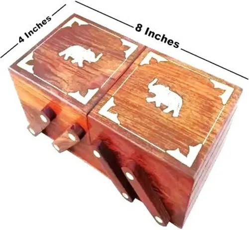 Vista 2 de GOLDEN HANDICRAFT - Cajas de joyería de madera, caja de almacenamiento, organizador de regalo para mujeres, soporte de collar, regalo para hombres