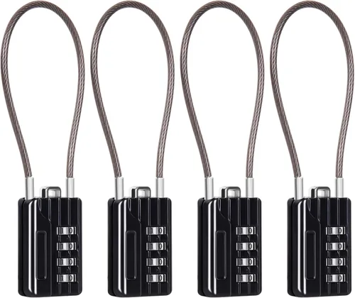 Vista 11 de SEPOX® Candado de combinación de 4 dígitos reiniciable, cable compacto de acero de vinilo de 7.1 in, bloqueo multiusos para casillero de gimnasio