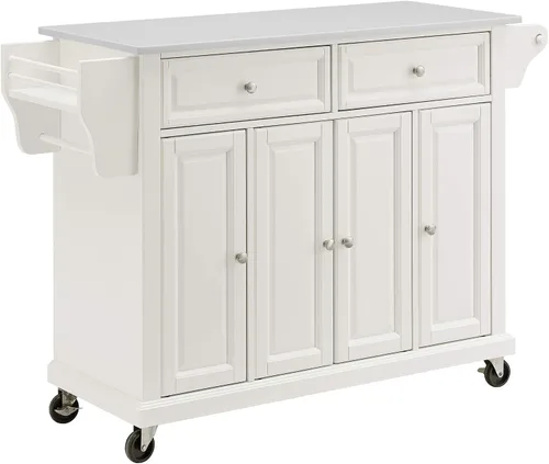 Vista 10 de Crosley Furniture isla de cocina con ruedas, Madera, Negro