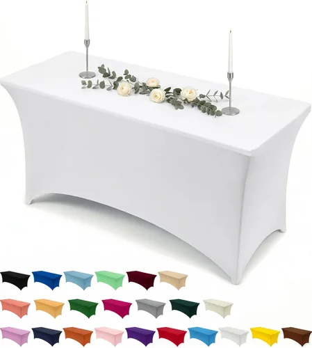 Vista 57 de Utopia Kitchen Mantel rectangular de spándex de 4 pies [1 unidad, negro] 200 GSM elástico, ajustado, lavable y resistente a las arrugas, cubierta