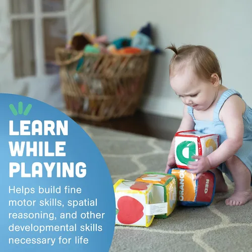 Vista 5 de Constructive Playthings - Juguetes apilables personalizables con bolsillos transparentes para niños de 12 meses+, bloques de construcción de espuma