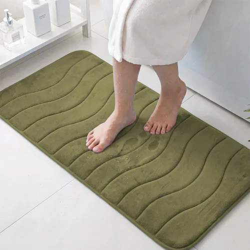 Vista 20 de Flamingo P Alfombra de Baño de Espuma Viscoelástica Tapetes de Baño Alfombra Antideslizante Absorbente de Agua para Ducha, 24x17 pulgadas, Verde Aqua