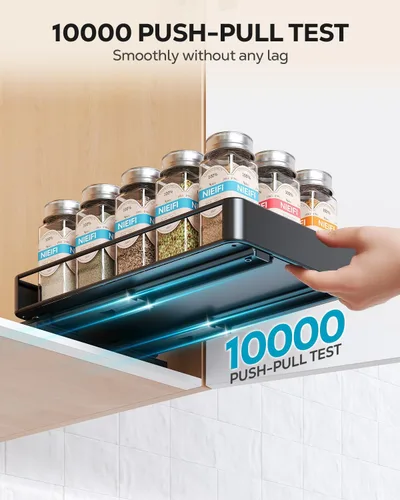 Vista 4 de Nieifi Organizador de especias para gabinete, estante vertical para especias, fácil de instalar, metal, 6.5 pulgadas de ancho x 10.35 pulgadas
