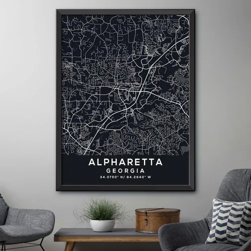 Vista 4 de Map of Alpharetta, Georgia, Evening (36x48)