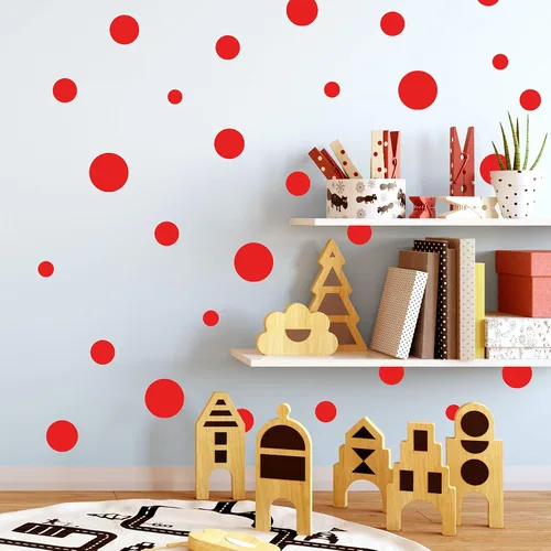 Vista 5 de Calcomanías de pared de lunares negros, calcomanías de decoración de pared para habitación de niñas, puntos de pared, círculo de vinilo