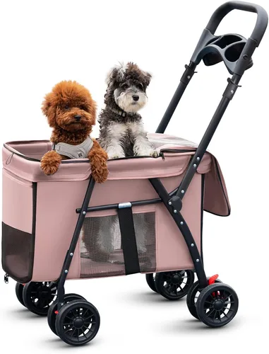 Vista 9 de Cochecito para mascotas Gato Perro Cochecito Viaje Plegable Pet Carriers
