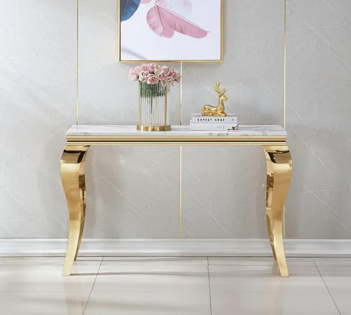 Vista 10 de Mesa de centro de lujo de mármol sintético con base en U de Mármol A-blanco oro15
