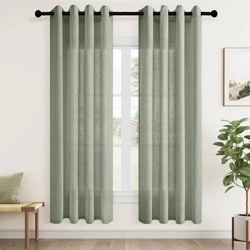 Vista 87 de Cortinas de lino negro para dormitorio y sala de estar de 84 pulgadas de largo, juego de 2 paneles, para habitación de niños, filtro de luz