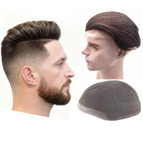 Vista 12 de N.L.W. Sistema de reemplazo de cabello para hombre NLW pelo humano toupee para hombres con encaje HD suave fino Super Swiss 10x8 tamaño base pelos