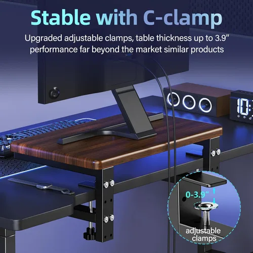 Vista 7 de Extensión de escritorio 3 en 1 con abrazadera y estante para monitor, organizador de escritorio de 16.5 pulgadas, altura ajustable, organizador