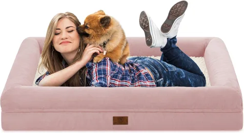 Vista 32 de Cama ortopédica grande para perros, cama impermeable para perros con funda extraíble, sofá suave para mascotas con 4 lados extraíbles y base