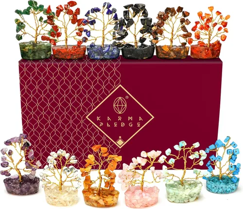Vista 30 de Árbol de la vida de cristal para decoración del hogar y la oficina, regalos para mujeres, piedras curativas de amazonita de chakra, árbol bonsái