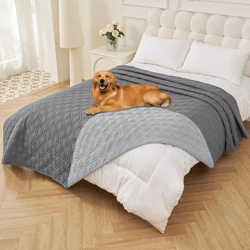 Vista 96 de Smiry Funda Impermeable para Cama de Perro Manta para Mascotas, Manta Suave y Lavable para Perros para Muebles Cama Sofá Sofá Reversible, a Cuadros