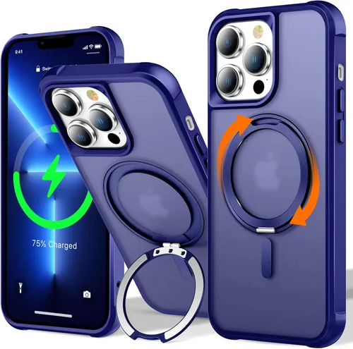 Vista 116 de UMIONE - Funda con diseño de anillo magnético giratorio de 360° para iPhone 11, soporte de bucle invisible integrado, compatible con Magsafe, funda