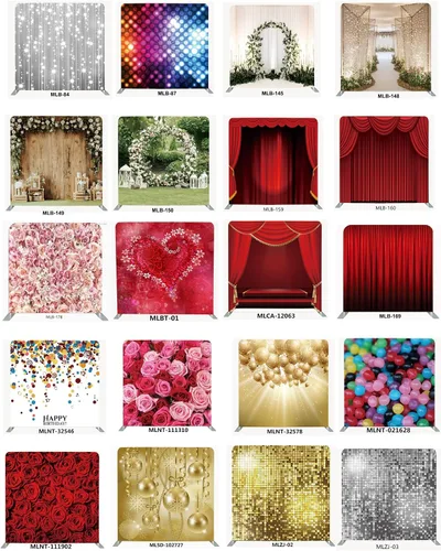 Vista 3 de Telón de fondo de cabina de fotos de 8 pies, logotipo personalizado, impresión de doble cara con soporte de tubo de aluminio y bolsa de transporte