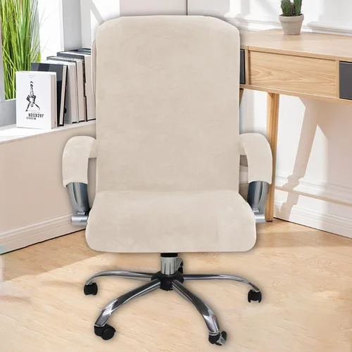 Vista 6 de Funda de silla de oficina de terciopelo con fundas para brazos Fundas elásticas para silla de computadora y escritorio Fundas universales para silla