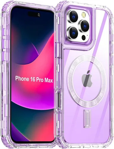Vista 11 de AICase para iPhone 16 Plus, Funda Transparente Compatible con MagSafe, Protección contra Caídas de 3 en 1, Resistente a Prueba