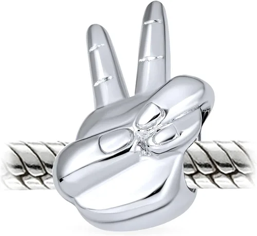 Vista 2 de Abalorio personalizado con monograma inicial del alfabeto A-Z BFF Peace Sign Symbol I Love You Support Friends Good Luck Charm Bead for Women Teen