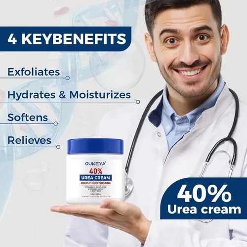 Vista 7 de OUKEYA Crema de Urea 40 Por Ciento, Crema para Manos y Pies para Sequedad y Grietas, Loción de Urea para Pies de Fuerza Máxima (350g)
