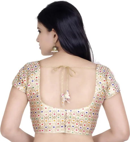 Vista 3 de Chandrakala Brocade Banarasi Blouses for Women sarees,Readymade (B106)