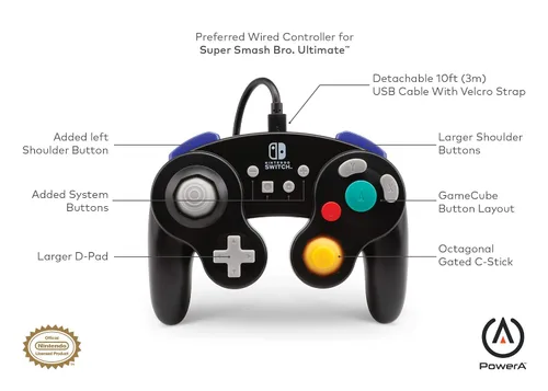 Vista 4 de PowerA Wired Controller for Nintendo Switch GameCube Style - Black
