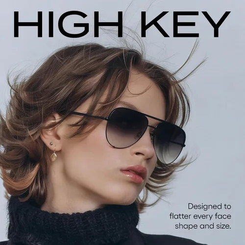 Vista 2 de QUAY High Key Extra Large Aviator Sunglasses Negro/Desvanecer