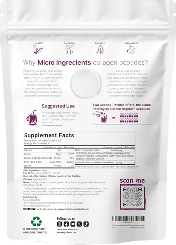 Vista 7 de Micro Ingredients Proteína en polvo multicolágeno de 2 libras y vitamina D3 10,000iu + K2 200mcg de aceite de coco, cápsulas blandas paquete de 2