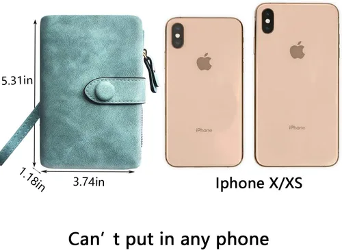 Vista 6 de AOXONEL Cartera pequeña de cuero plegable para mujer, con bloqueo Rfid, con tarjetero y ventana de identificación, monedero